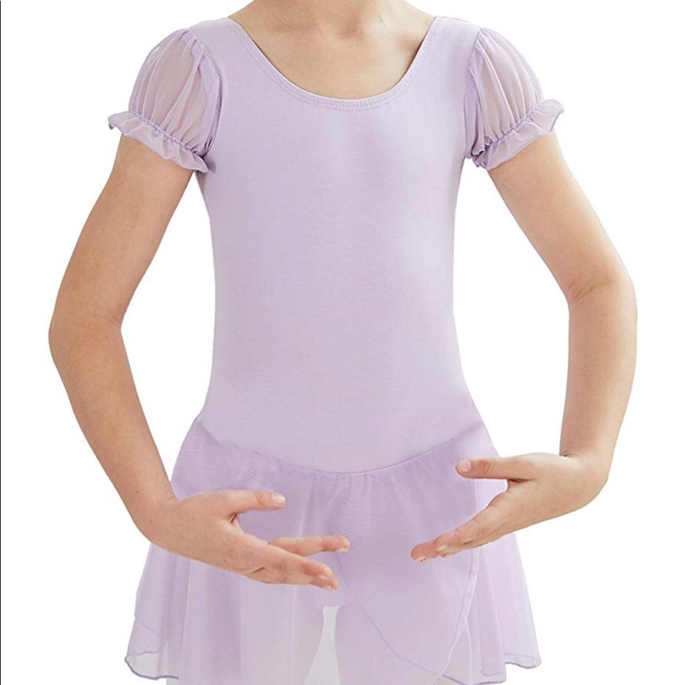 MdnMd Puffed Sleeve Skirted Leotard